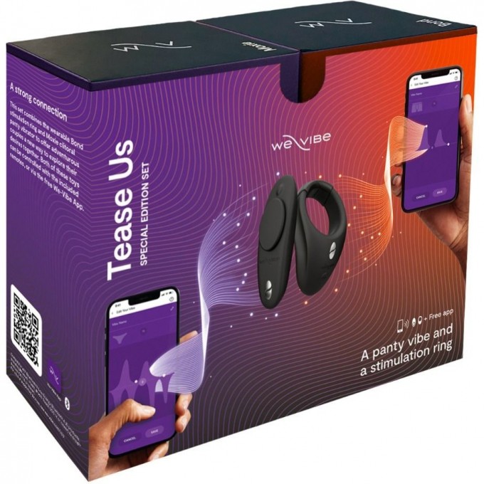 Набор WOMANIZER We-Vibe Tease Us: виброкольцо Bond + клиторальный вибратор Moxie черный + Подарок SNDV1SG9